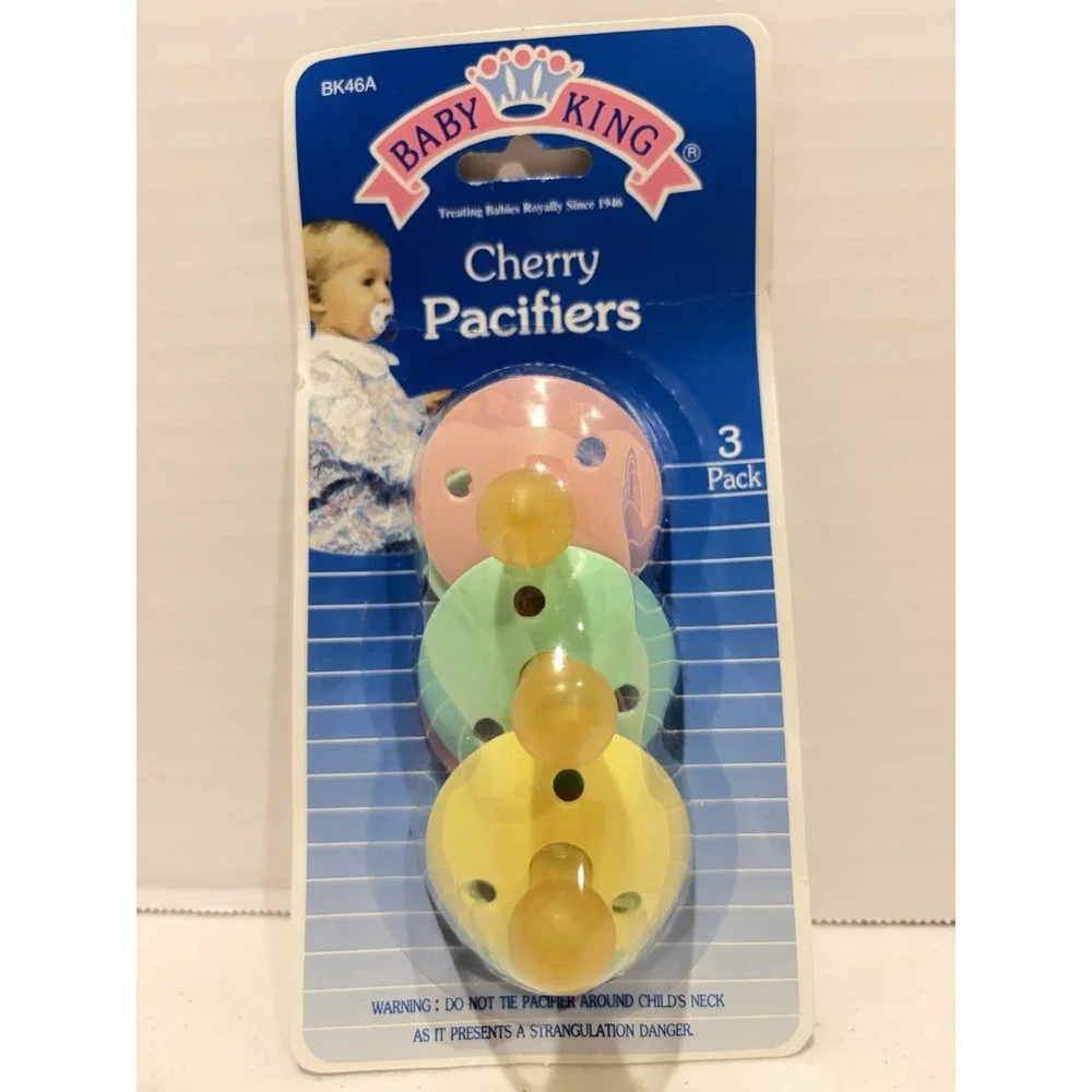 Vintage Baby King Cherry Pacifiers + Pacifier Holder Lot NEW Sealed 90's Reborn